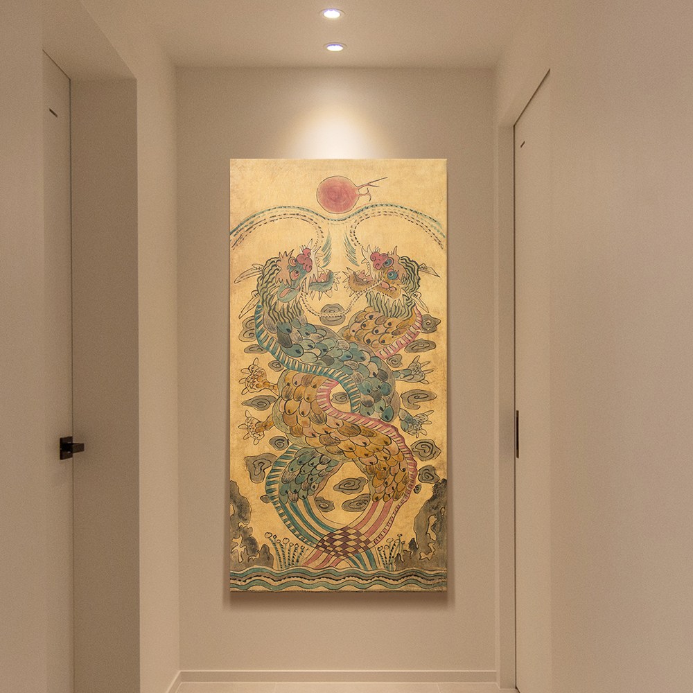 아란아트 행운을 부르는 민화 액막이 풍수 청룡 운룡도 용 그림 캔버스 액자 새해 선물 12 재복 쌍룡도