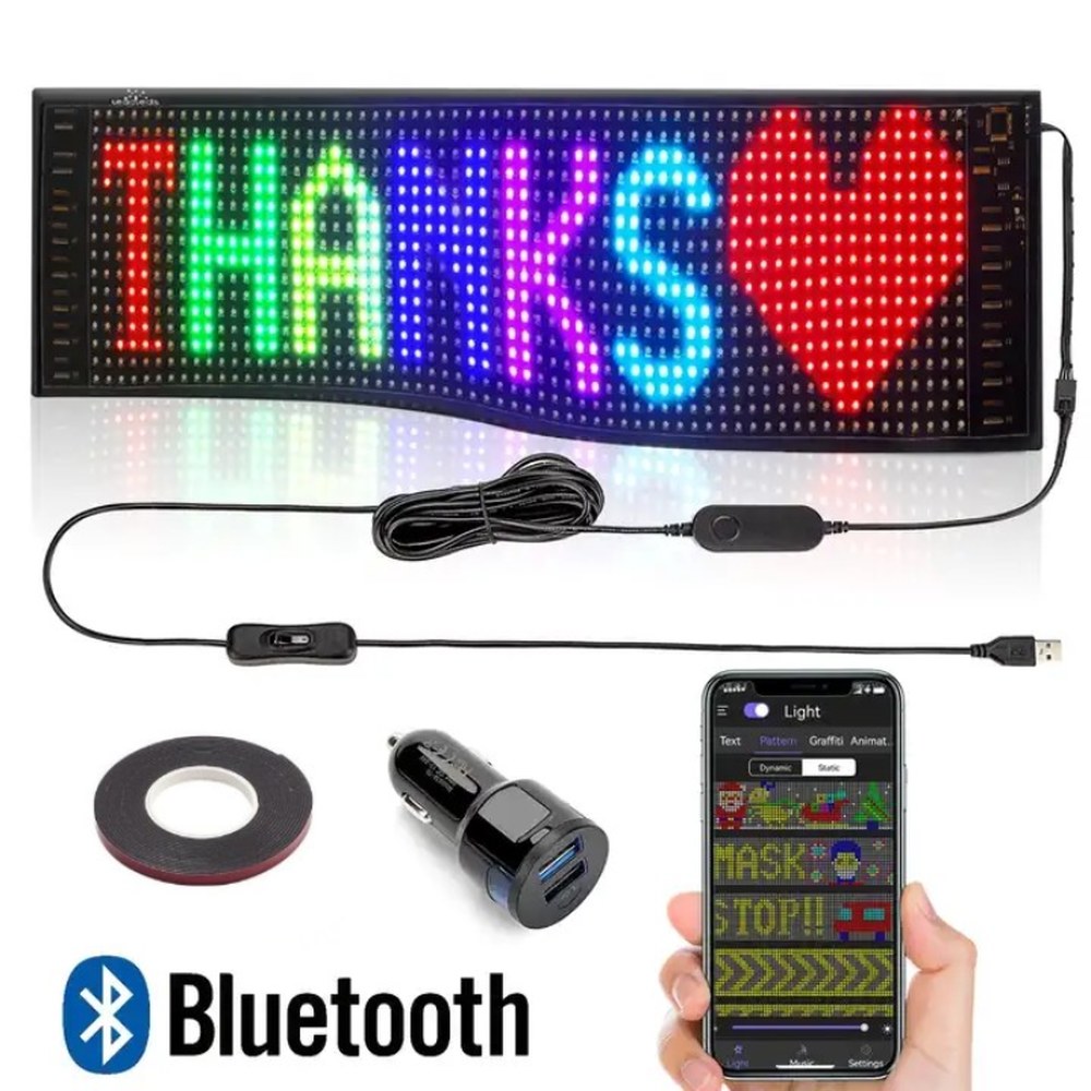 LED 매트릭스 픽셀 패널 스크롤링 밝은 광고 LED 신호 유연한 USB 블루투스 앱 제어 화면 택시 뒷창 상점