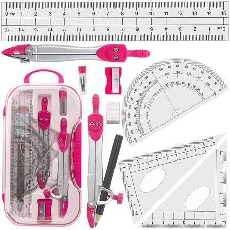 345076 Geometry Set 수학 나침반 휴대용 케이스에 나침반 각도기가 학생용
