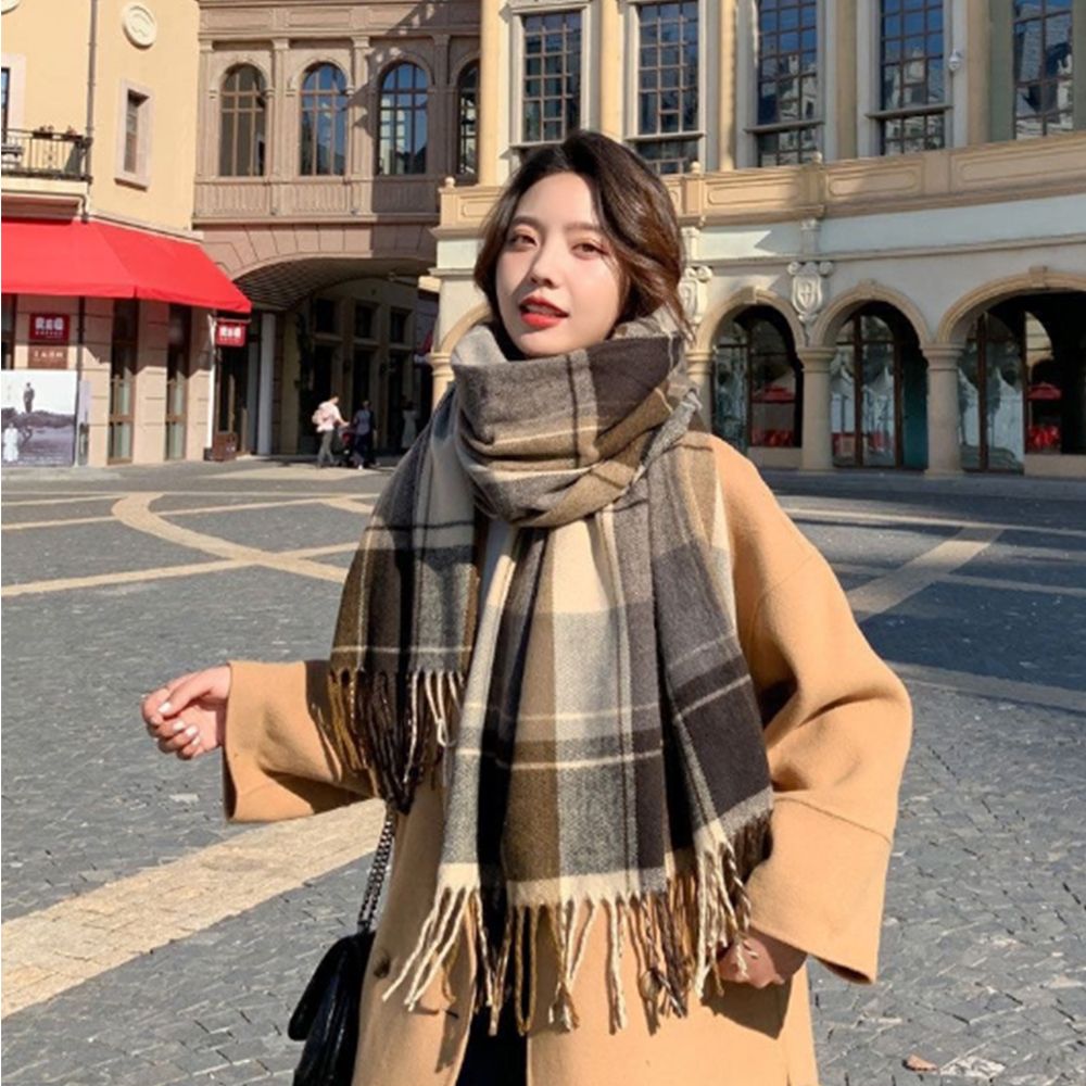 니트 선물 겨울 체크 따뜻한 머플러 목도리 롱