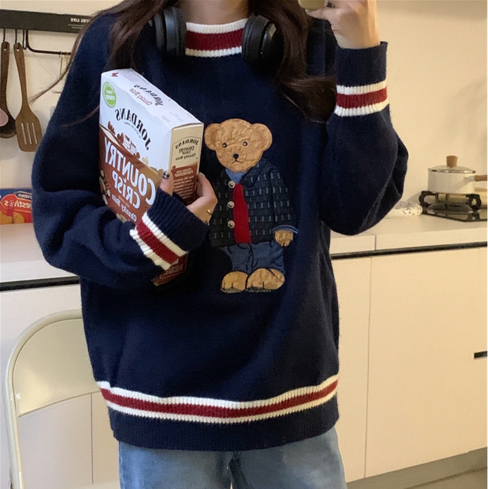 꼼떼 곰돌이 자수 루즈핏 니트