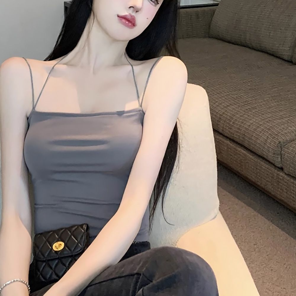 투 엑스라인 브라캡 일체형 패치 여자 크롭 나시