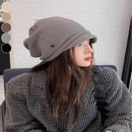 여성 짧은챙 니트비니 루즈핏 항암모자 비니
