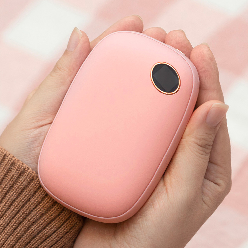 마농 스톤 LED 휴대용 충전식 전기 손난로 보조배터리 충전식 10000mAh 양면발열 스톤핑크