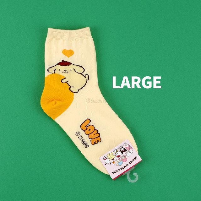 천유 산리오 아동 빅하트 양말 - 폼폼푸린 S mm 130-160