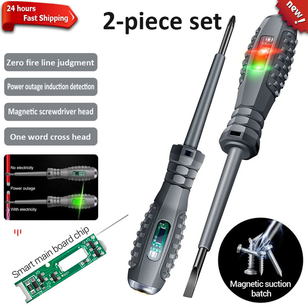 2pcs 워드 크로스 전기 기사 스크루 드라이버 전압 테스터 펜 AC DC 유도 절연 수공구 12-220V
