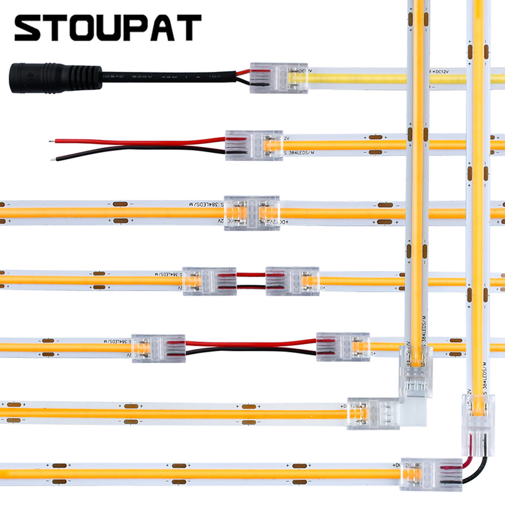 2pin COB LED 스트립 커넥터 테이프 조명 L 모양 코너 SMD 5050 2835 라이트 고정 클램프