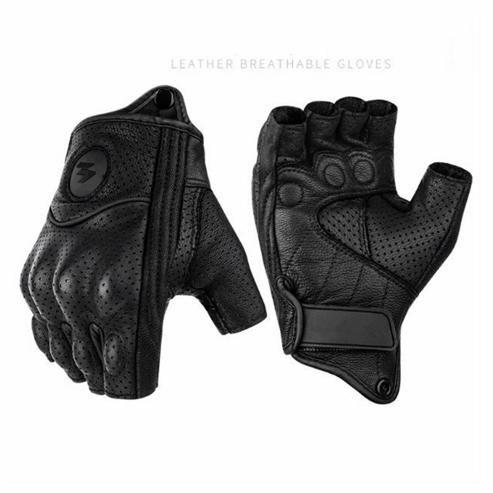 여름 오토바이 핑거리스 장갑 액세서리 염소 가죽 반 손가락 Motocross Gant Moto Guantes Verano