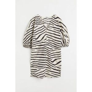 H&M V넥 드레스 크림색 지브라 프린트 1103148005