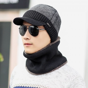 베이스 넥워머 니트모자 일체형니트챙모자
