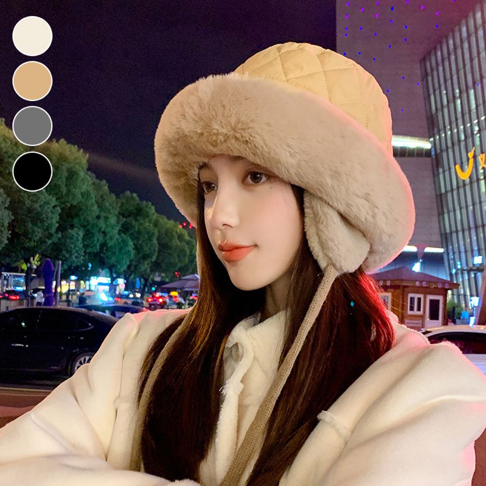 패딩 퍼 귀달이 버킷햇 방한 모자