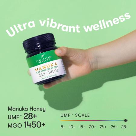 New Zealand Honey Co Raw Manuka Honey UMF 28 MGO 1450 UMF 124 7g4 4온스 125g 1개