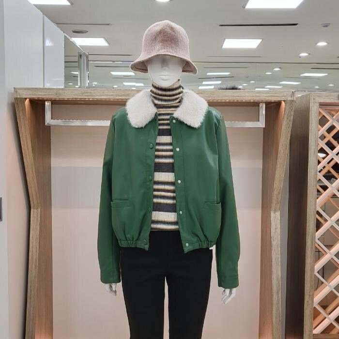 해리앤 DP01 퍼안감 레더 숏 자켓 YPWP1D28 12004319