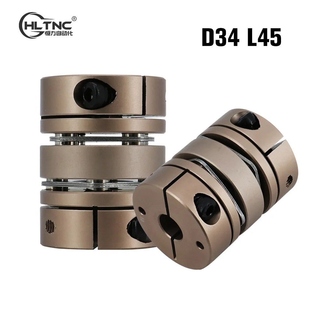 Hltnc 알루미늄 합금 이중 다이어프램 커플 링 탄성 커넥터 D34mm L45mm 볼 스크류 스텝 서보 모터 인코더 컴퓨터 D34L45