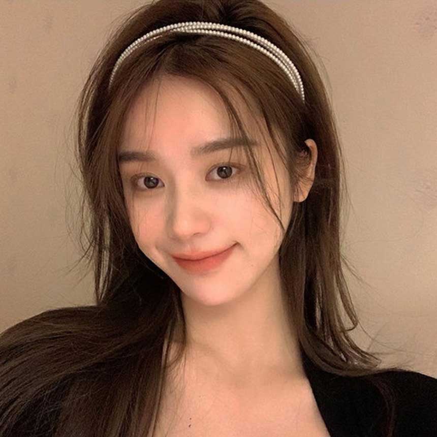 트리플 진주 헤어 밴드 머리띠 셀프 웨딩 촬영 티아라