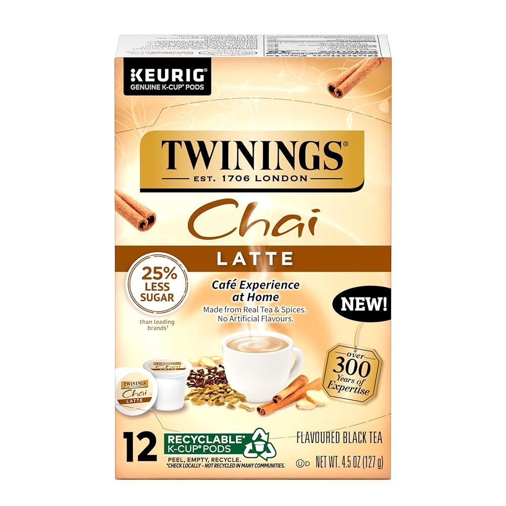 Twinings Chai 개별 포장된 홍차 티백 6개 12팩 달콤하고 맛있는 향신료 카페인 함유 291540