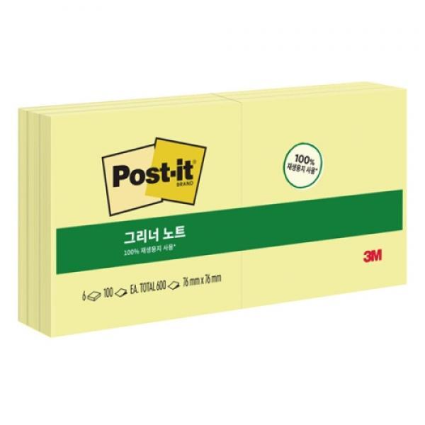 3M 포스트-잇 그리너 노트 알뜰팩 654-6