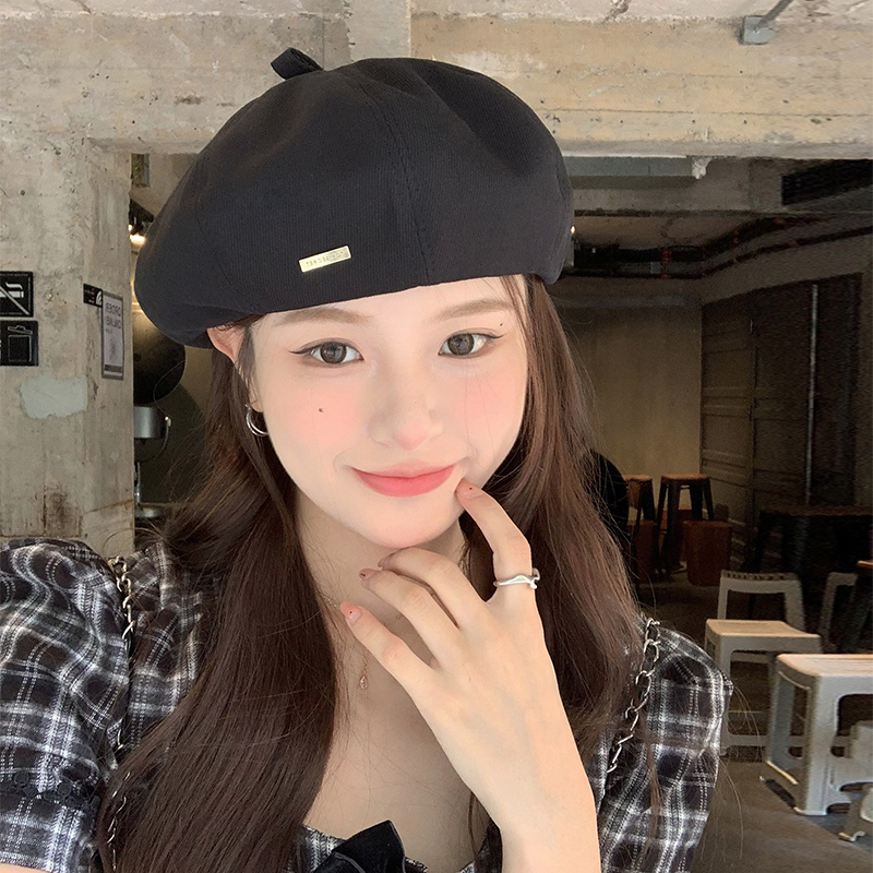 베레모 여성 가을 겨울 디자인 소대머리 베레모자 작은 얼굴