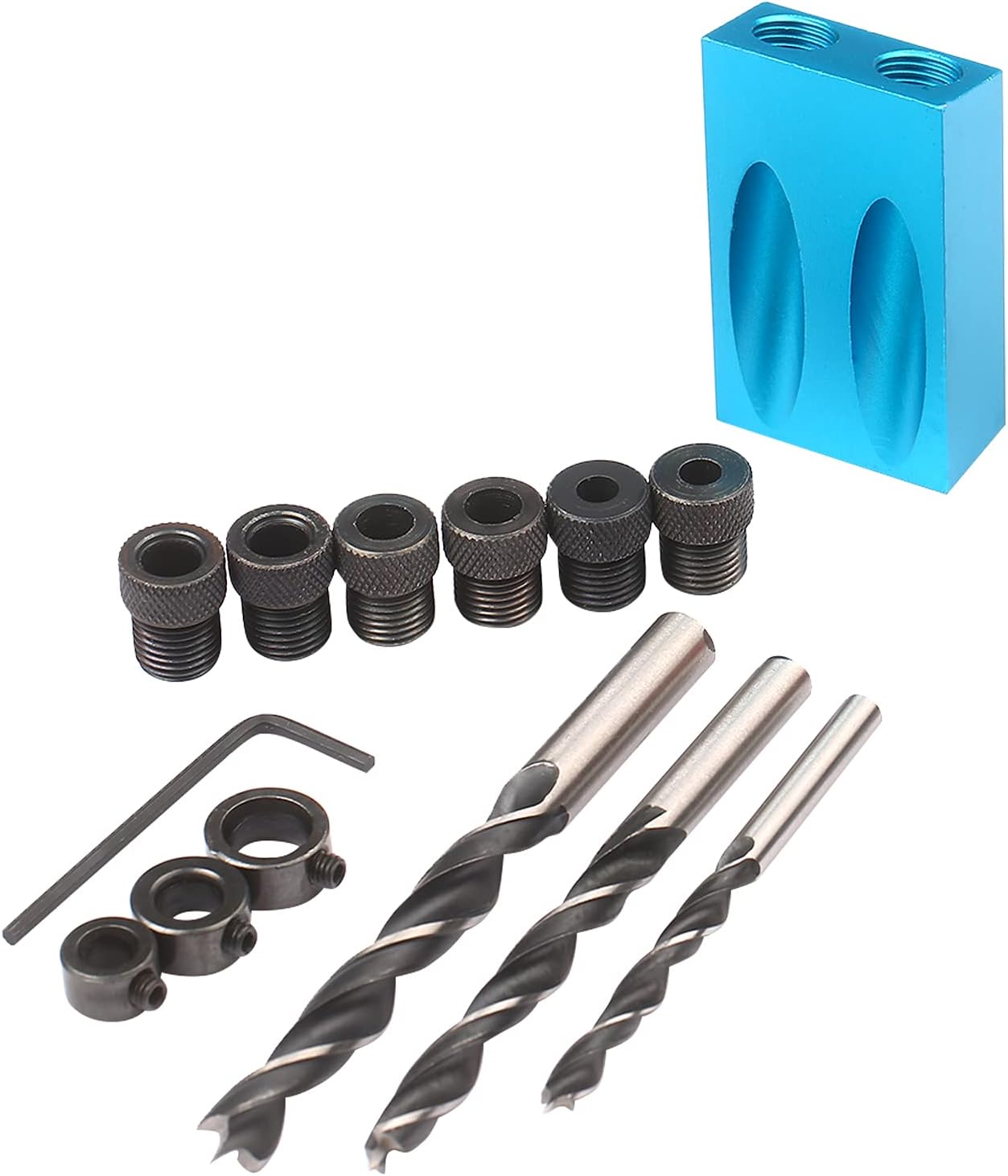 14 개 포켓 홀 지그 키트 15도 앵글 드릴 가이드 우드 우어 킹 툴 경사 구멍 지그 홀 펀처 8MM10MM