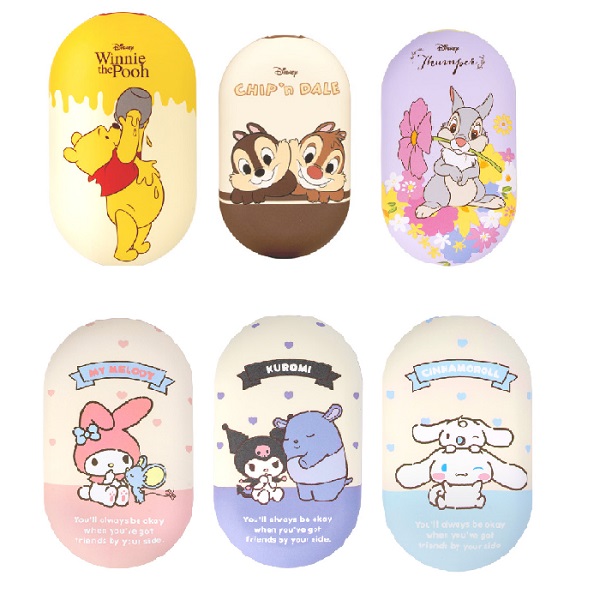 로이체 충전식 손난로 보조배터리 USB 핫팩 산리오 쿠로미 시나모롤 마이멜로디 디즈니 푸우 썸퍼 칩앤데일