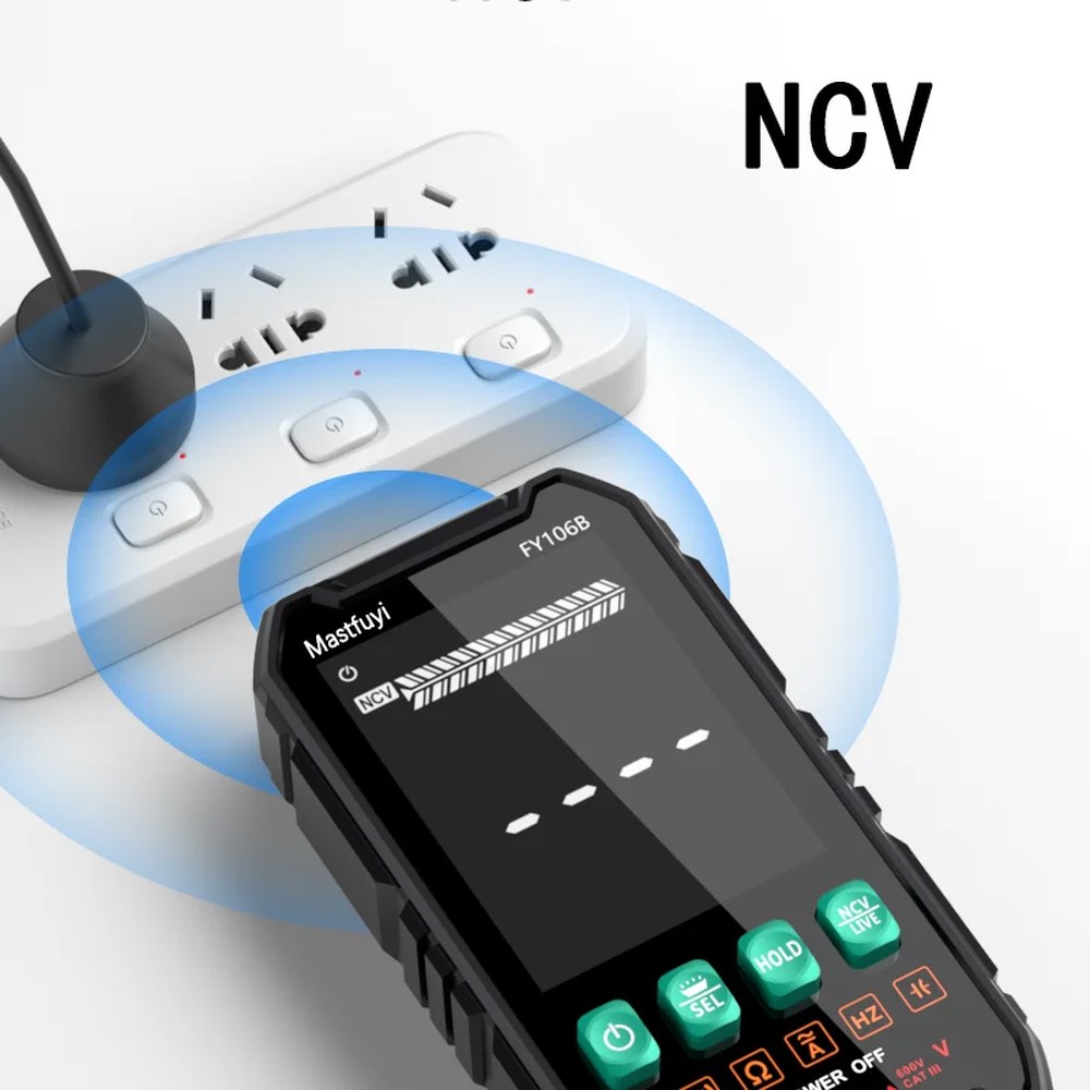 MASTFUYI 미니 디지털 멀티미터 스마트 전기 테스터 DC AC 전압 커패시턴스 Ohm Hz NCV 전문 멀티테스터