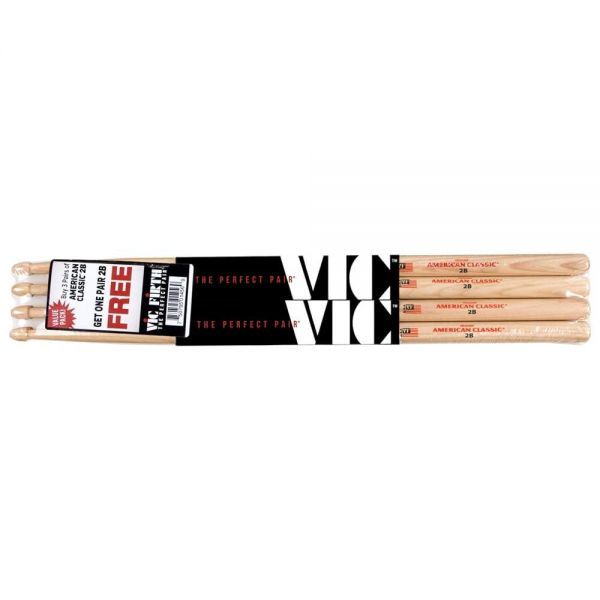 Vic Firth 아메리칸 Classic 밸류 팩 드럼 스틱 제품 455167 2B Wood Tip Value Pack P2B3-2B1