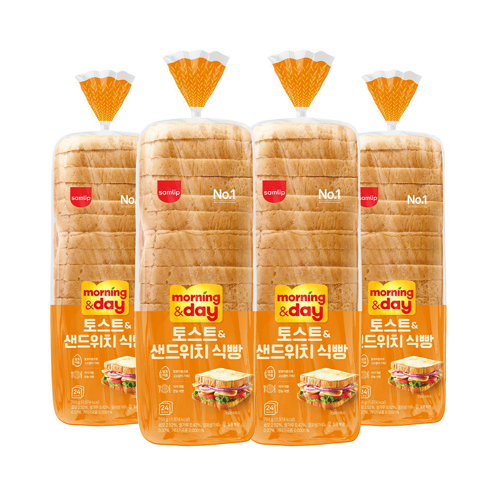 JH삼립 모닝데이 토스트샌드위치식빵 768g 4봉