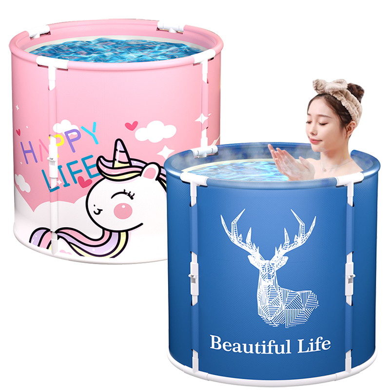 케이에스몰 슈퍼리치 접이식 원형 욕조 원터치 이동욕조 성인 1인 간이욕조 가정용 스파 사우나 반신욕기 목욕통