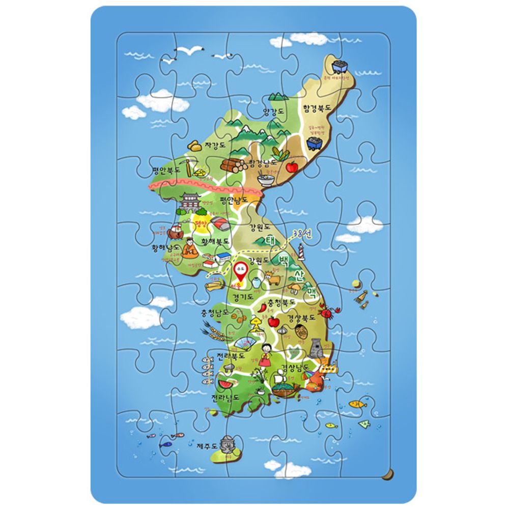 초등학교 유치원 아이들 수업용 지도 목재 판퍼즐 L