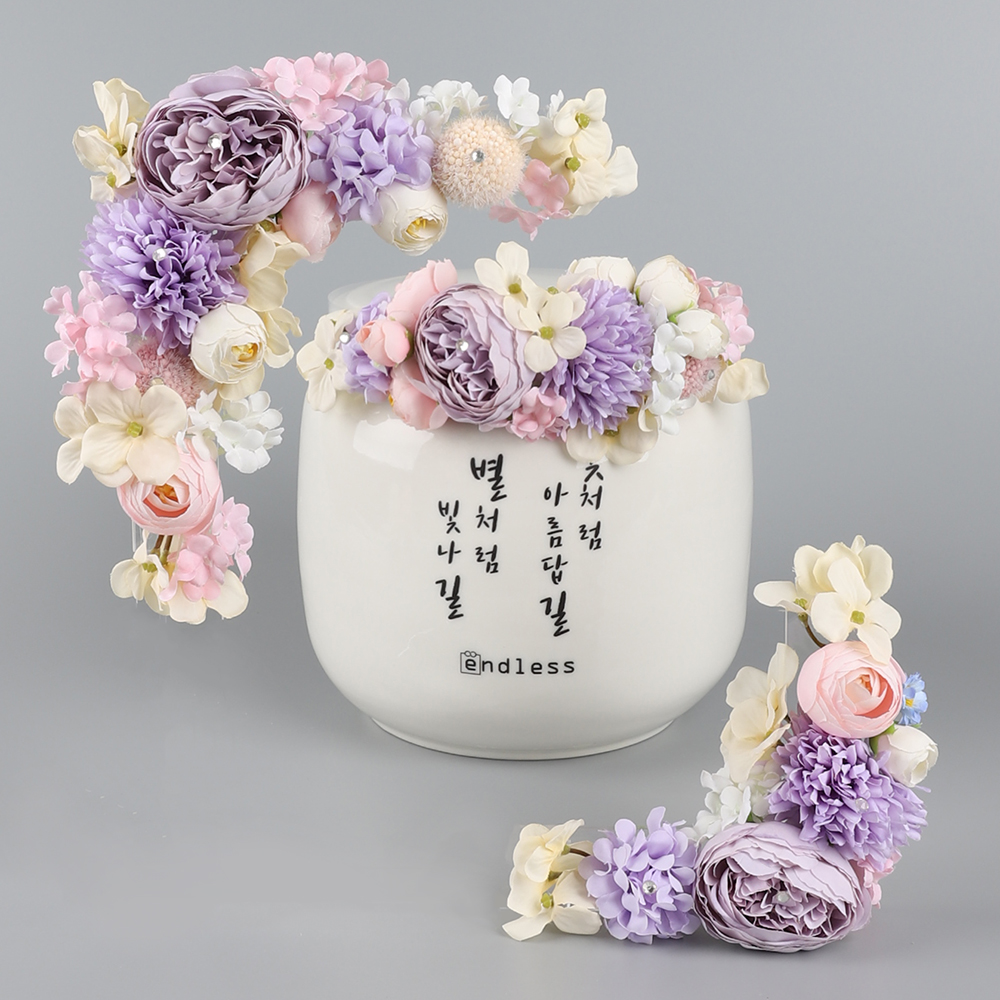 하우트 엔드리스 납골당리스 프리미엄 보라 꽃길 유골함리스 코너형리스- 봉안당 꾸미기 조화 유골함리스 추모꽃 화관 장식