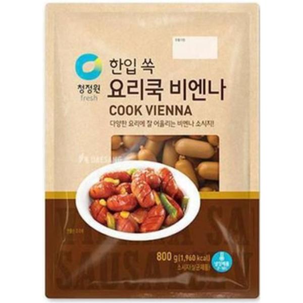 소문난 청정원 요리쿡비엔나 800g 정원이샵 홈파티음식 캠핑요리 맥주안주 야식 풍미업 부대찌개 자취템 쏘