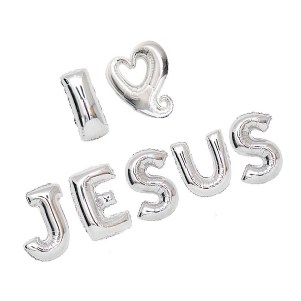 제이엘 ILOVEJESUS은박풍선 손펌프 아이러브지저스-실버