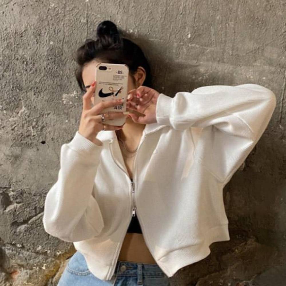 심플투웨이카라짚업 크롭양지퍼여성자켓