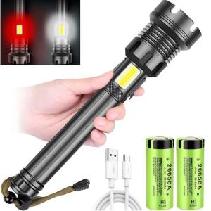 캠핑 사냥용 LED 가장 강력한 손전등 8 코어 USB 충전식 토치 줌 26650 호신 핸드 램프 XHP90 2