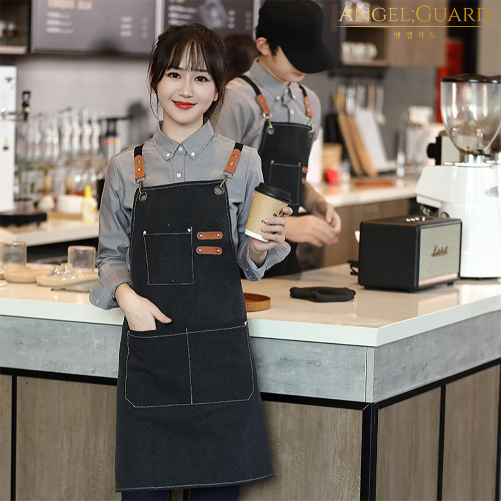 엔젤가드 엔젤가드 카페앞치마 바리스타앞치마 데님 공방 주방 화방 미용실 캔버스 방수