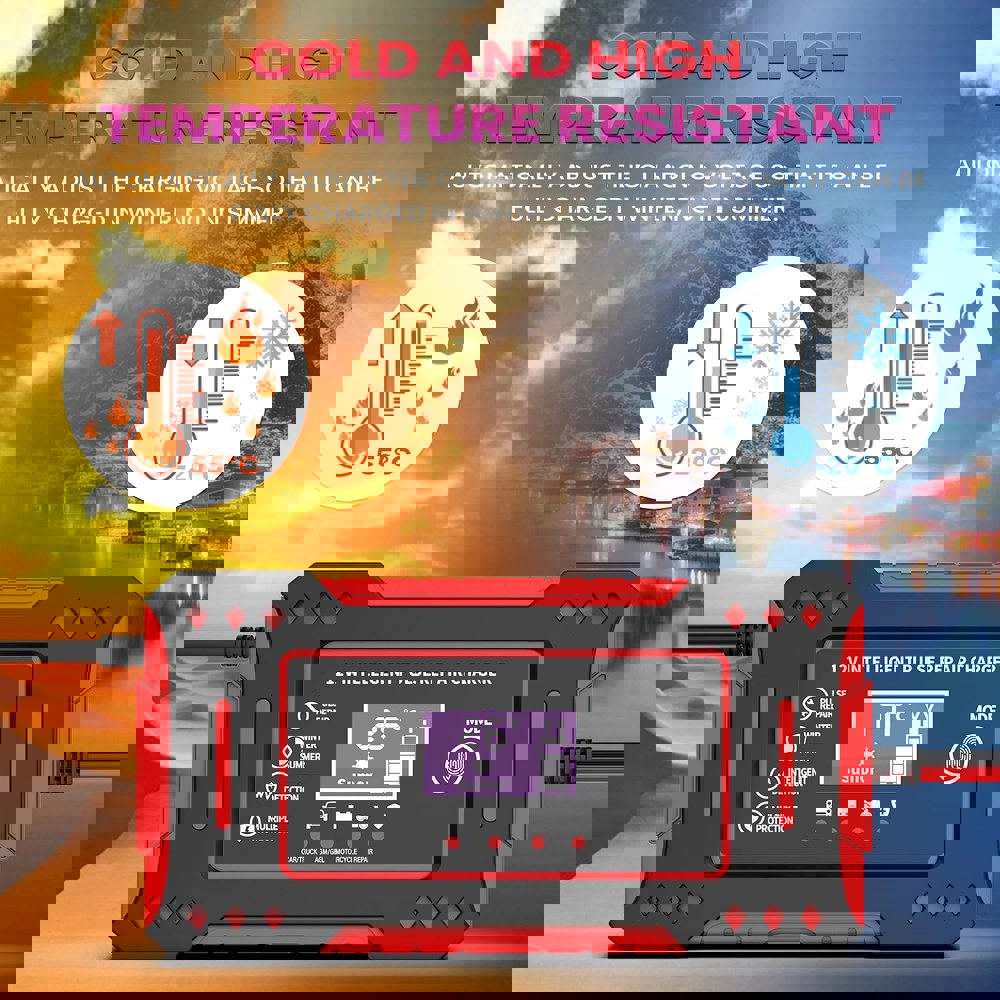 6A 12V 지능형 자동차 배터리 충전기 오토바이 장치 납산 LCD 디스플레이