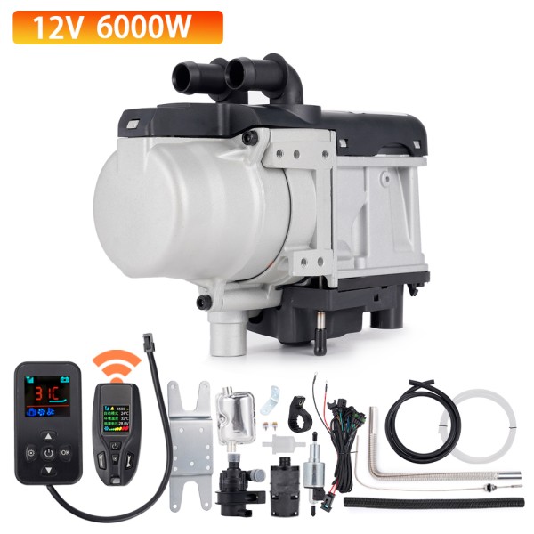 디젤 연료 액체 히터 가솔린 예열기 12V 6KW LCD 스위치 소음기 워터 펌프 트럭 밴 자동차 용 주차 난방 장치