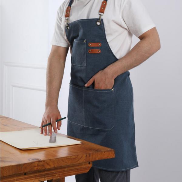 데님 앞치마 카페 식당 주방 공방 미술 방수 캔버스
