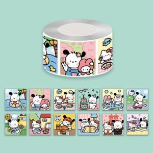 12종 강아지 고양이 사각형 스티커 300pcs 다꾸