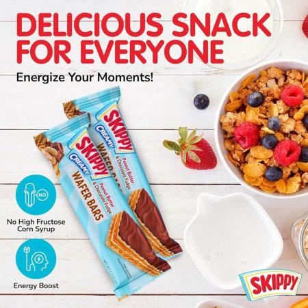 SKIPPY 크리미 땅콩 버터와 초콜릿 퍼지 웨이퍼 스낵바