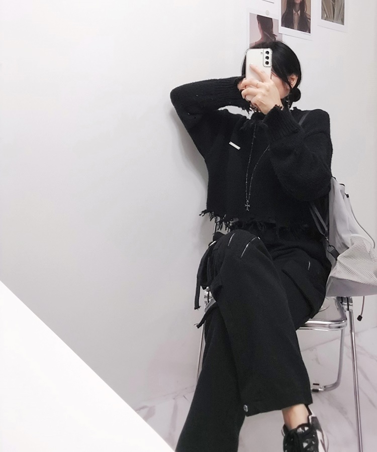 코코비니 빈티지 스트릿 데미지 크롭 니트