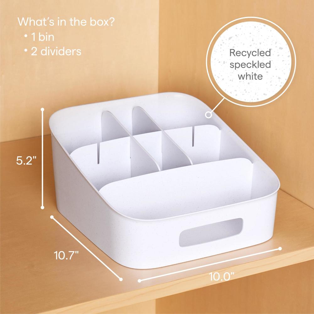 YouCopia ShelfBin 주방 식료품 저장실 정리용 BPA 프리 분할 보관 바구니 조절 가능한 스낵 통 반점 화이