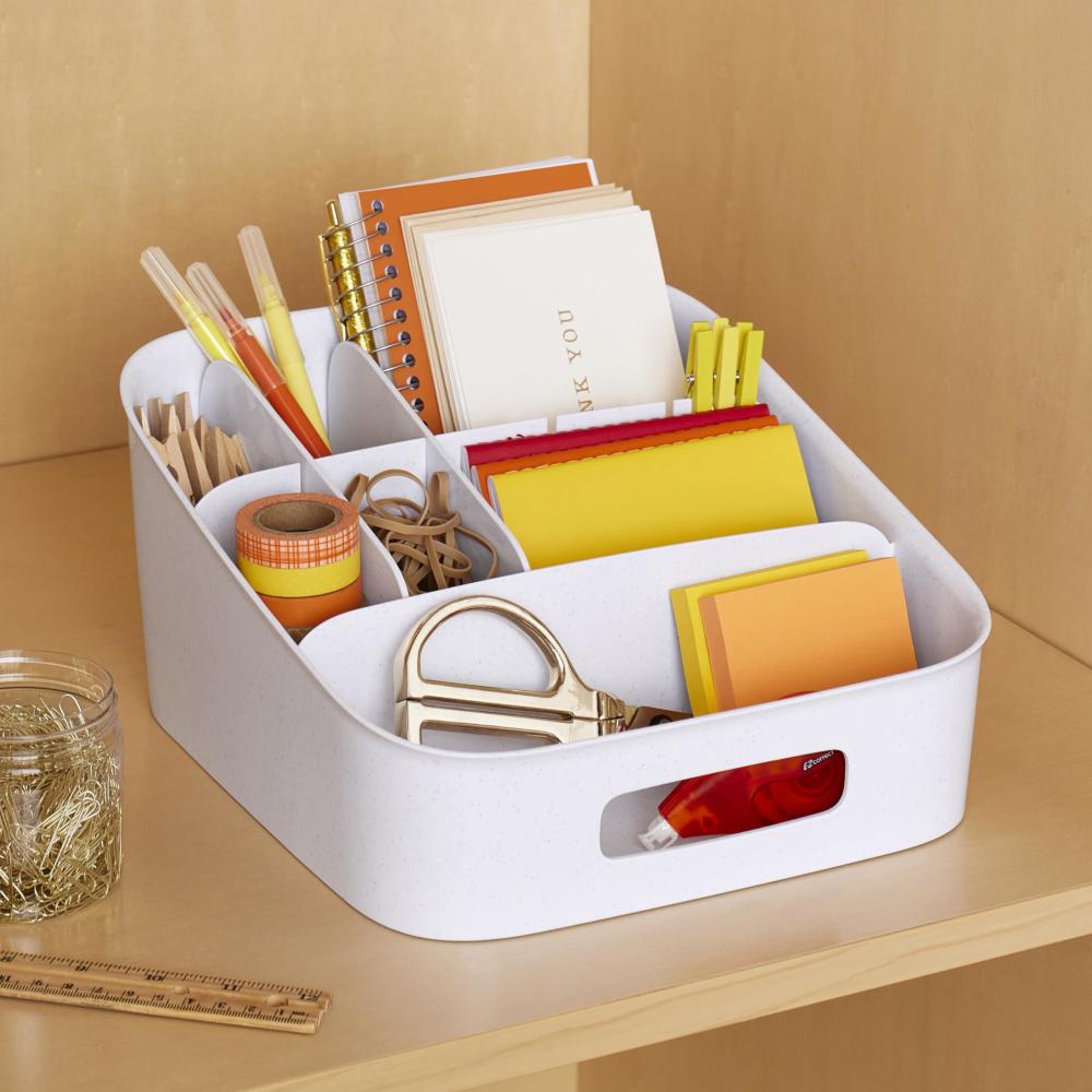 YouCopia ShelfBin 주방 식료품 저장실 정리용 BPA 프리 분할 보관 바구니 조절 가능한 스낵 통 반점 화이