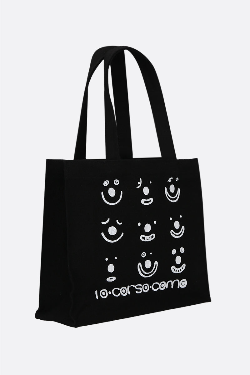10 CORSOCOMO 텐 꼬르소꼬모 가방 에코백 쇼퍼백 스마일 프린트 캔버스 미니 쇼핑백