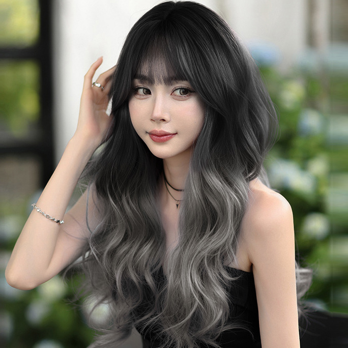 이쁘다샵 가발위드 옴브레 뉴스타일 웨이브 붙임머리 5피스 세트 다크 옴브레그레이50cm 1세트