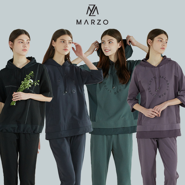 마르조 마르조 마르조2종후드 반팔 트레이닝 상하세트