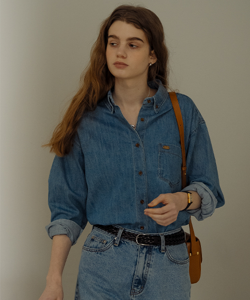 틸아이다이 틸아이다이 Button-down washing denim shirt
