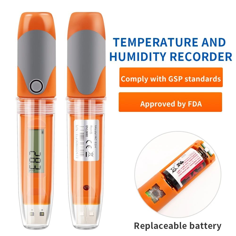 USB 온도 습도 데이터 로거 32000 포인트 기록 대용량 재사용 RH 감지기 Elitech RC-51H
