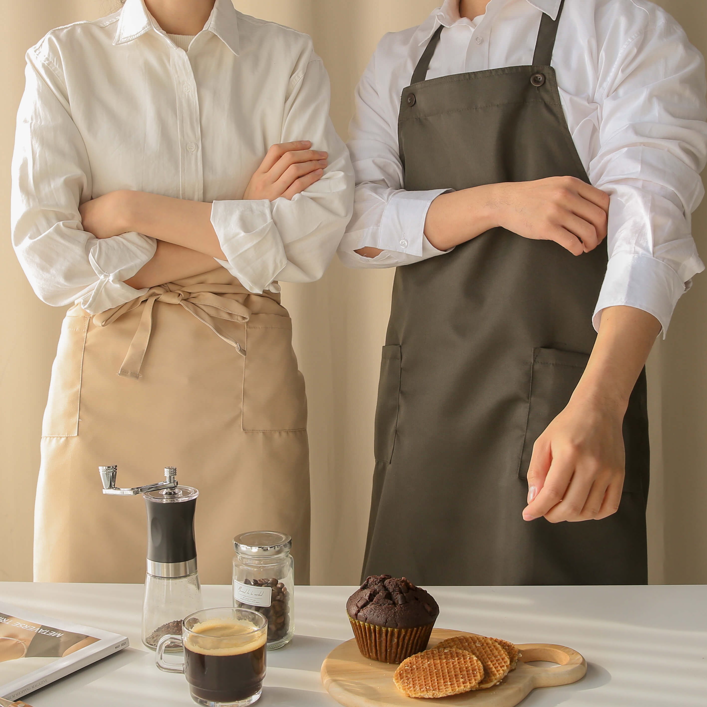 공유 바리스타 앞치마 카페무드 방수 카페 레스토랑 베이커리 주방 공방 미용 미술학원 다용도 심플 모던앞치마 예쁜앞치마 1개