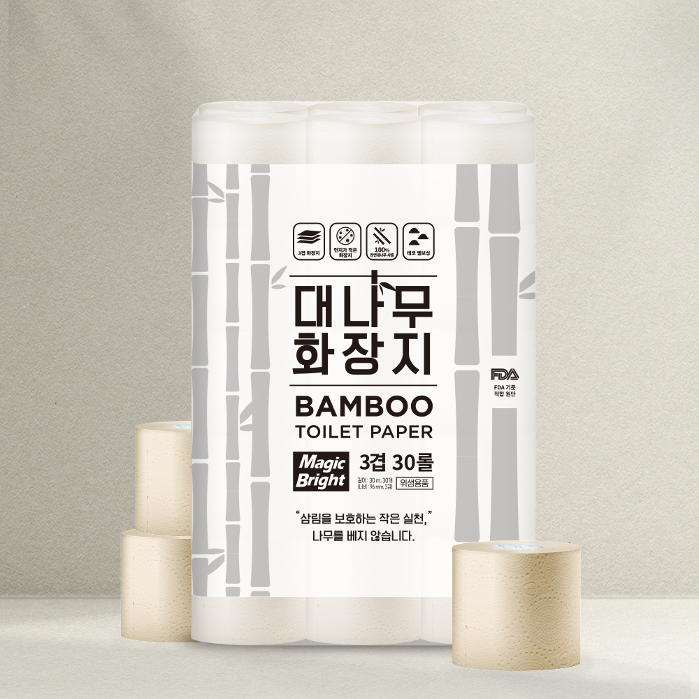 크린센스 매직브라이트 빅사이즈 대나무화장지 3겹 30m